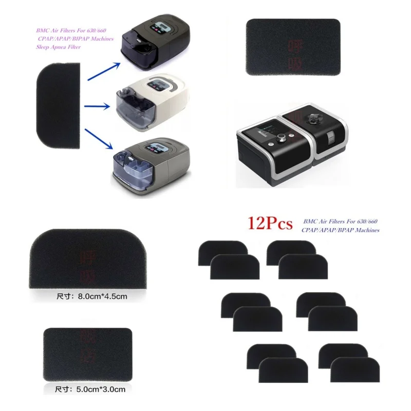 

12Pcs Air Filters for BMC 630/660 CPAP APAP BPAP Sleep Apnea Filter Replacement for Continuous Positive Airway Pressure Therapy