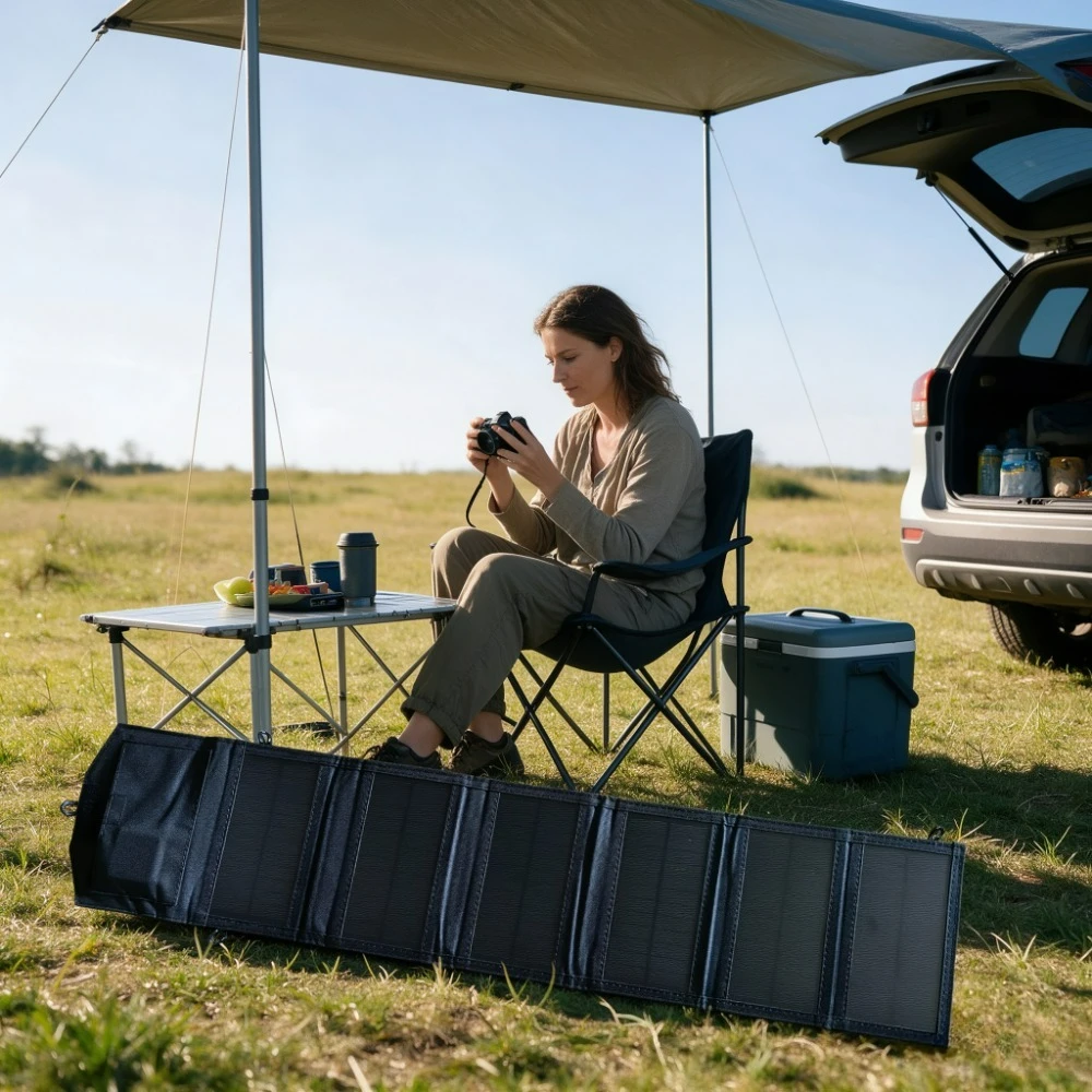 Portable Foldable 25W Solar Panel Charger Waterproof Dual USB Solar Power Bank Outdoor Camping Hiking Fishing Climbing Emergency