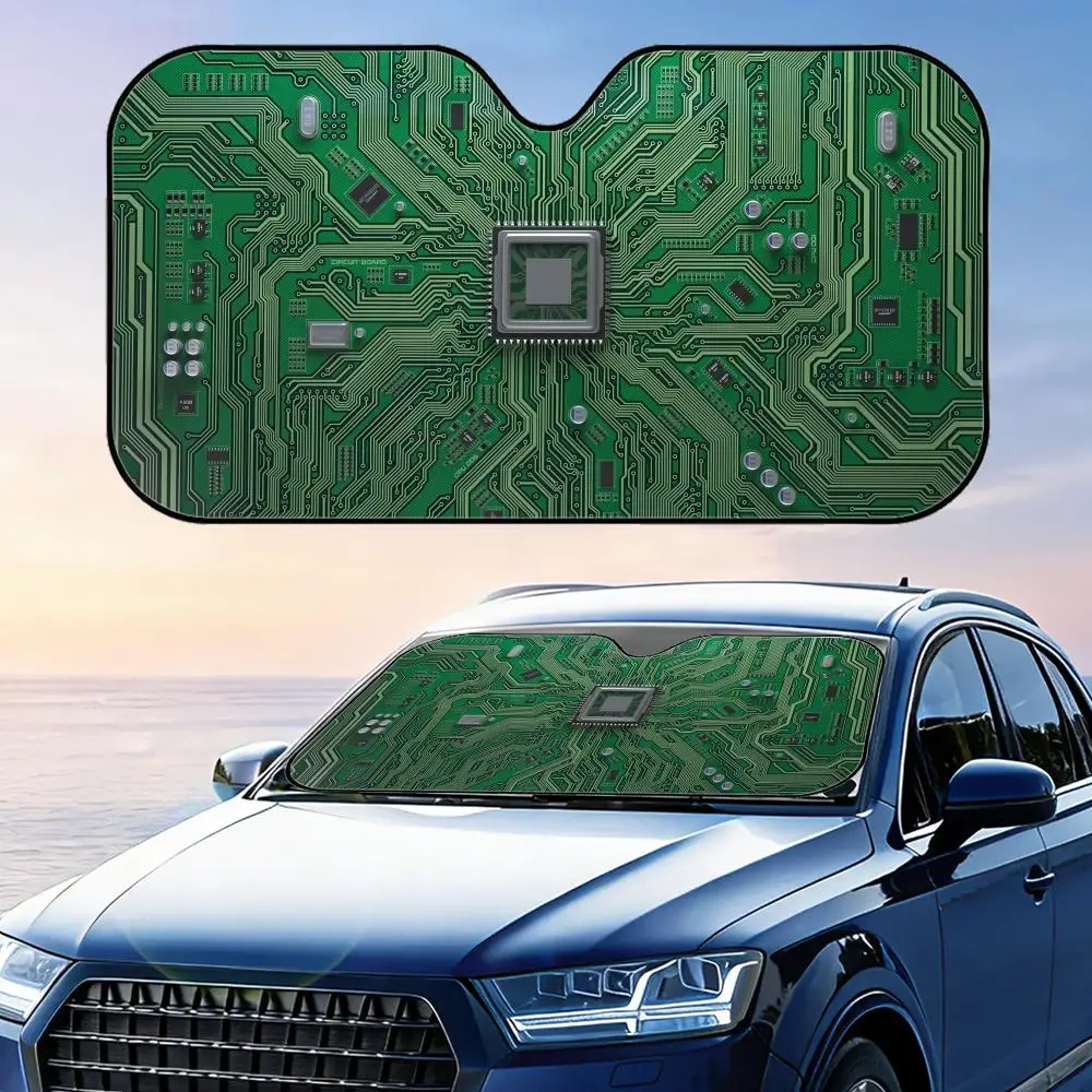 

Circuit Board Tech Sun Visor Foldable Car Windshield Sun Shade UV Protection Reflective Heat Insulation Reusable Cover