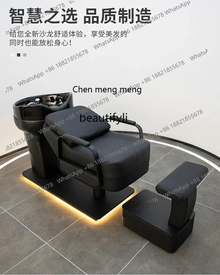 ss 8350 Hair Salon Lying Half Shampoo Chair Flushing Bed Massage Couch Ceramic Basin Shampoo