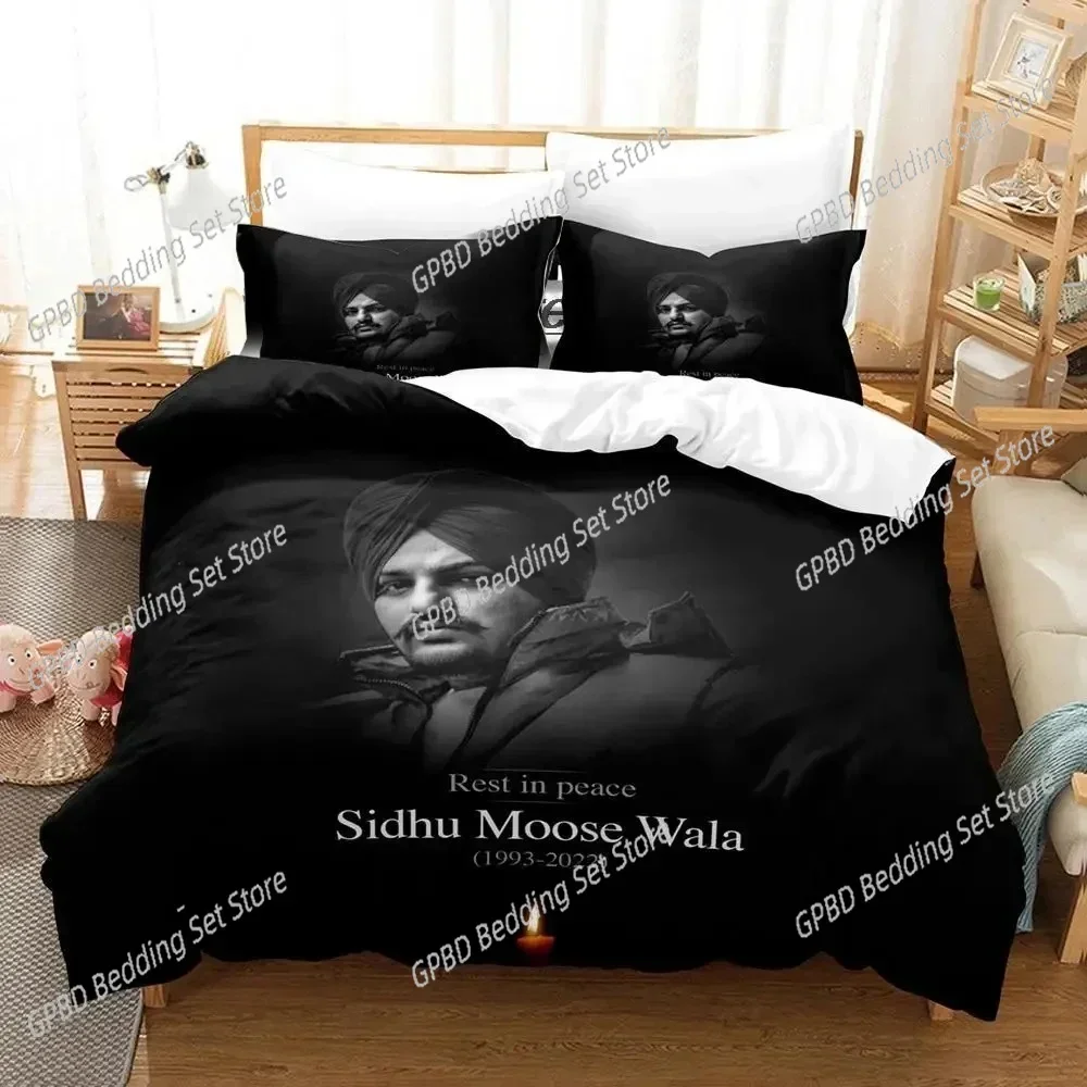 Sidhu Moosewala RIP 3D Bedding Set Duvet Cover Pillowcases Single Twin Full Queen King Size Home Decor Quilt Boys Gift Quilt Cov