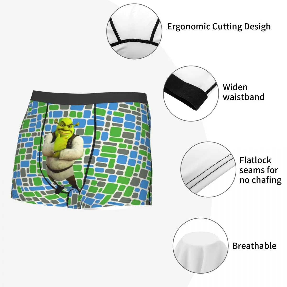 Custom Funny Shreks Smile Boxers Shorts Panties Men\'s Underpants Stretch Briefs Underwear