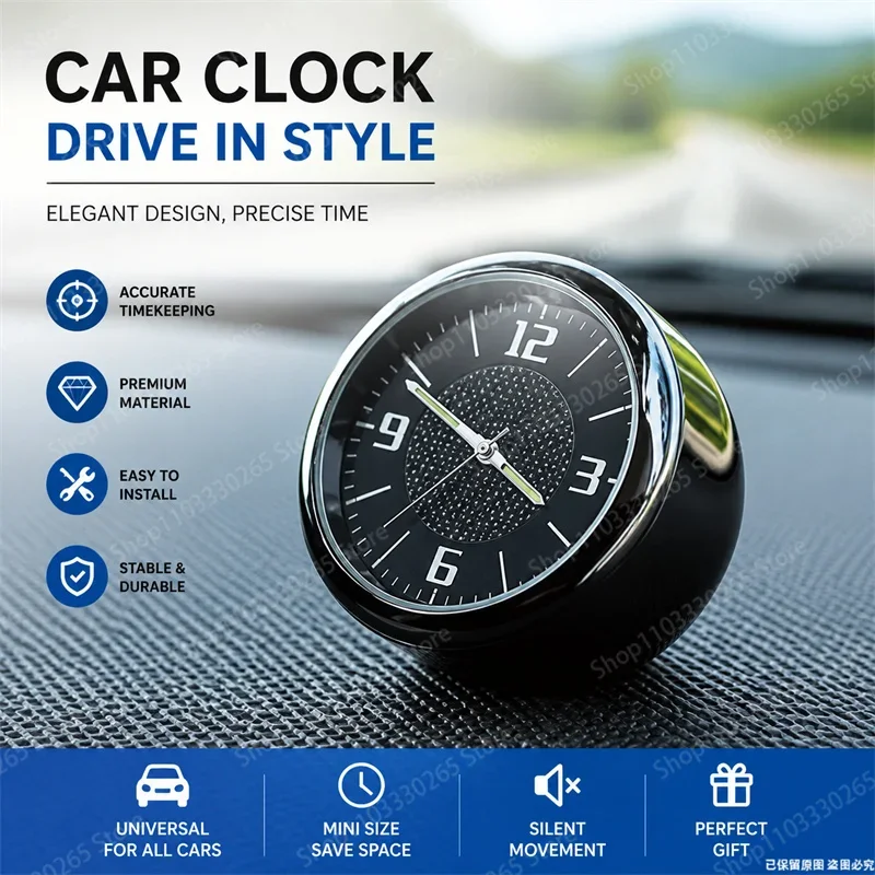 Luminous Car Dashboard Clock Quartz Movement Accurate Timekeeping Non Slip Base Universal Auto Interior Decor For All Cars