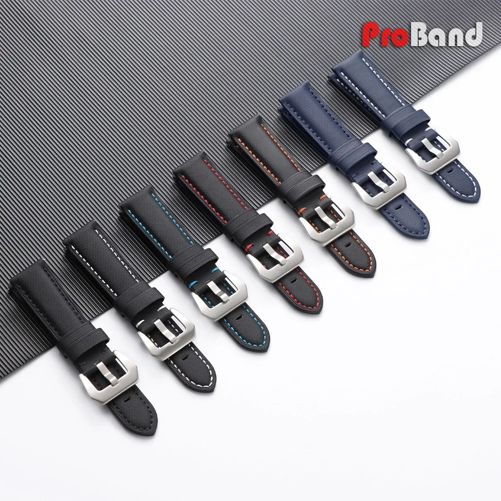 20mm 22mm 24mm 26mm Premium Sailcloth Watch Straps for Panerai PAM441 359 111 for Omega Band Canvas Nylon Leather Men Bracelet
