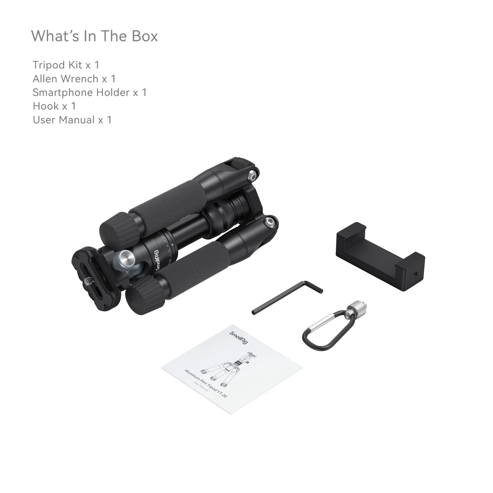 Smallrig-alumínio liga portátil Mini tripé, tripé extensível com bola cabeça para Smartphone, Sony, Canon, Nikon, câmera DSLR