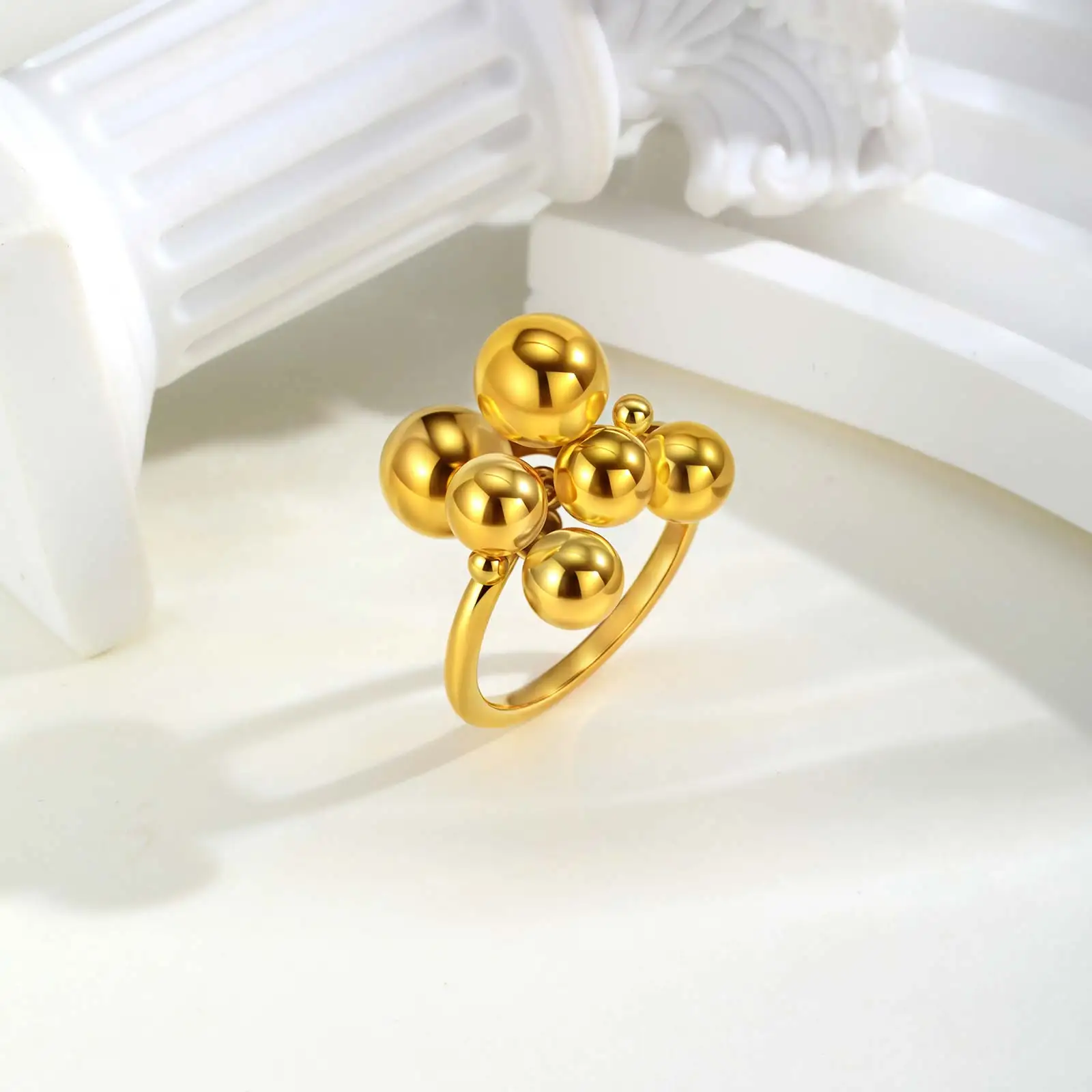 

Stainless Steel Multiple Ball Rings for Women,Gold Plated High Quality Rings,Fashion Jewelry Gifts
