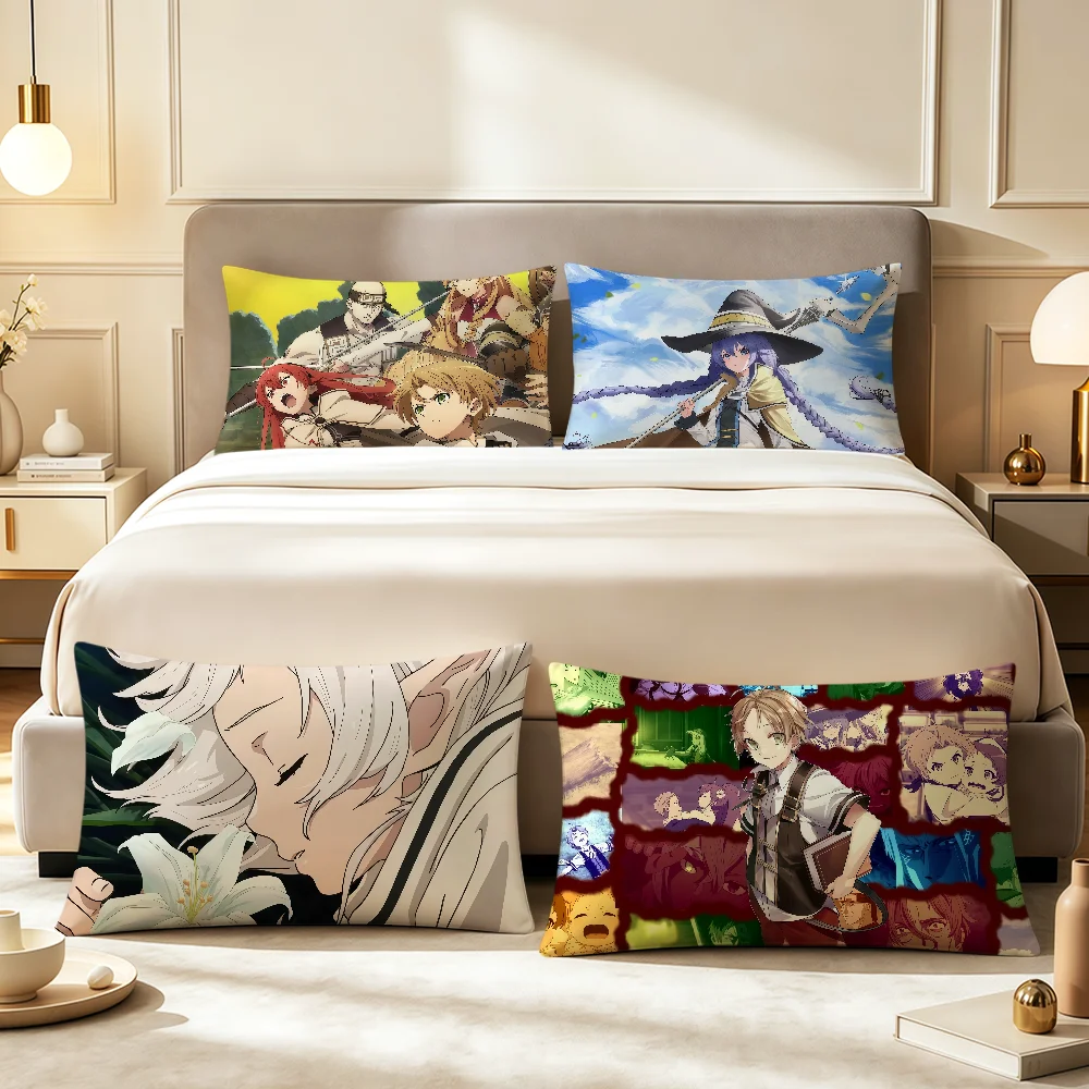 Fotografia 6: Capa de Almofada Anime M-Mushoku Tensei, Capa de Almofada Retangular Macia para Sofá, Decoração de Sala de Estar, Dormitório, Presente