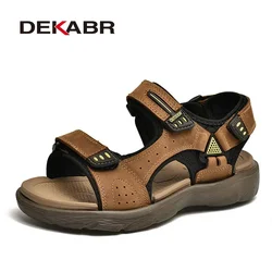 DEKABR Brand Hot Sale Men's Sandals Genuine Leather Soft Comfortable Casual Shoes for Outdoor Breathable Fashion Men Shoes