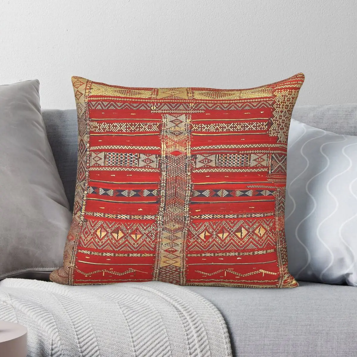 Heritage Moroccan Berber Square Pillowcase Polyester Linen Velvet Pattern Zip Decorative Pillow Case Car Cushion Case 18