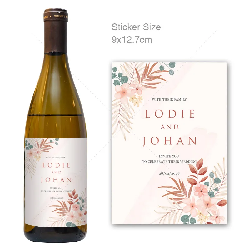 مخصص شخصية العروس الزفاف النبيذ بطاقة لاصقة حفلة عيد ميلاد الشمبانيا ملصقات يلتف زجاجة الديكور علب الهدايا تسميات