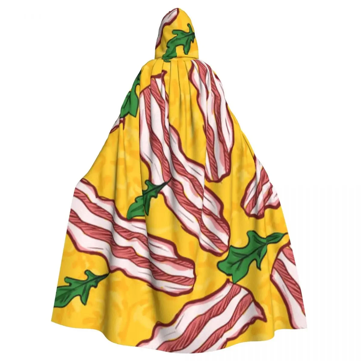 Pizza With Cheese And Bacon Hooded Polyester Unisex Witch Cape Costume Accessory