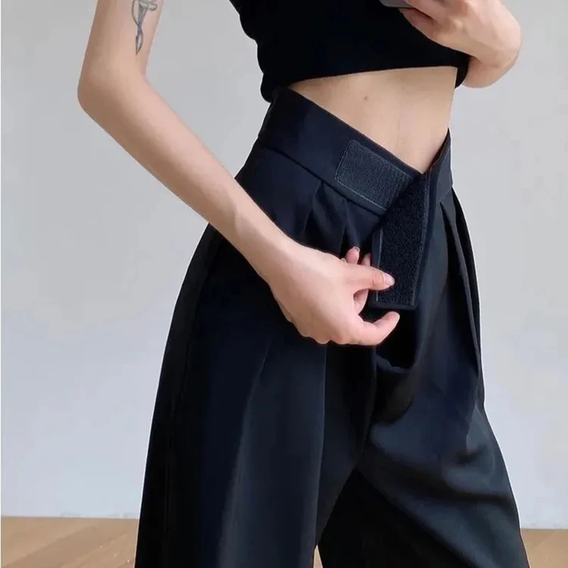 Y2K High Waist Wide Leg Pants Women Fashion Streetwear Suit Straight Pants Korean Casual High Street Loose Black Trousers New