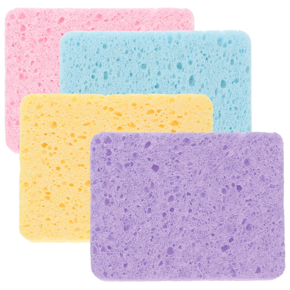 4pcs Super Absorbent Watercolor Painting Cleaning Sponges Efficient Water Absorption Multiple Colors Square Shape Brush