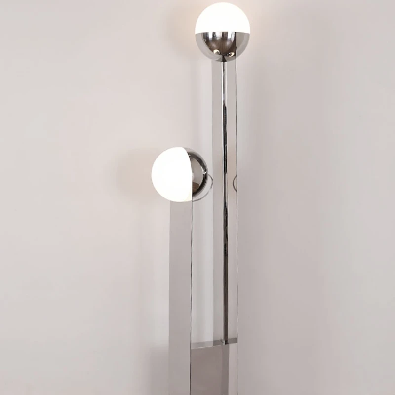 Stainless steel living room floor lamp post-modern luxury furniture exhibition hall two glass floor lamps