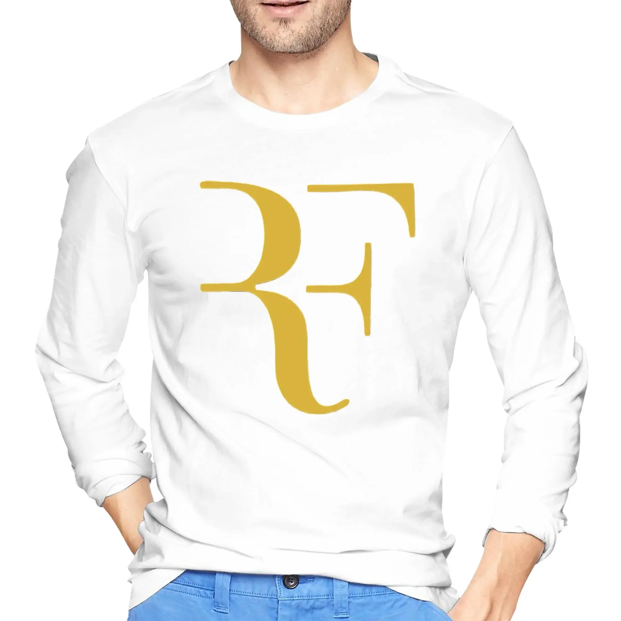 

Roger Federer Men's Long Sleeved T-shirt Casual Round Neck T shirts Spring and Autumn Men tops
