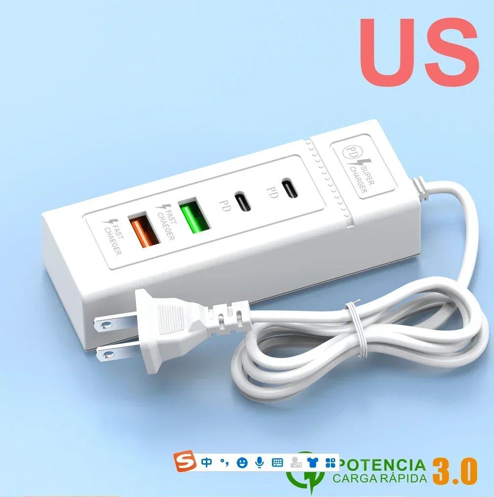 USB Power Strip Phone Charger Station Splitter 4 Port USB Type C Fast Charger Phone Charging Plug USB US/EU Electrical Sockets image 5