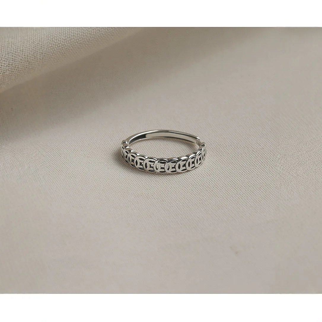 9999 gold ring - women's personalized lucky money coin, simple and exclusive small-sized open-ended ring, wholesale available
