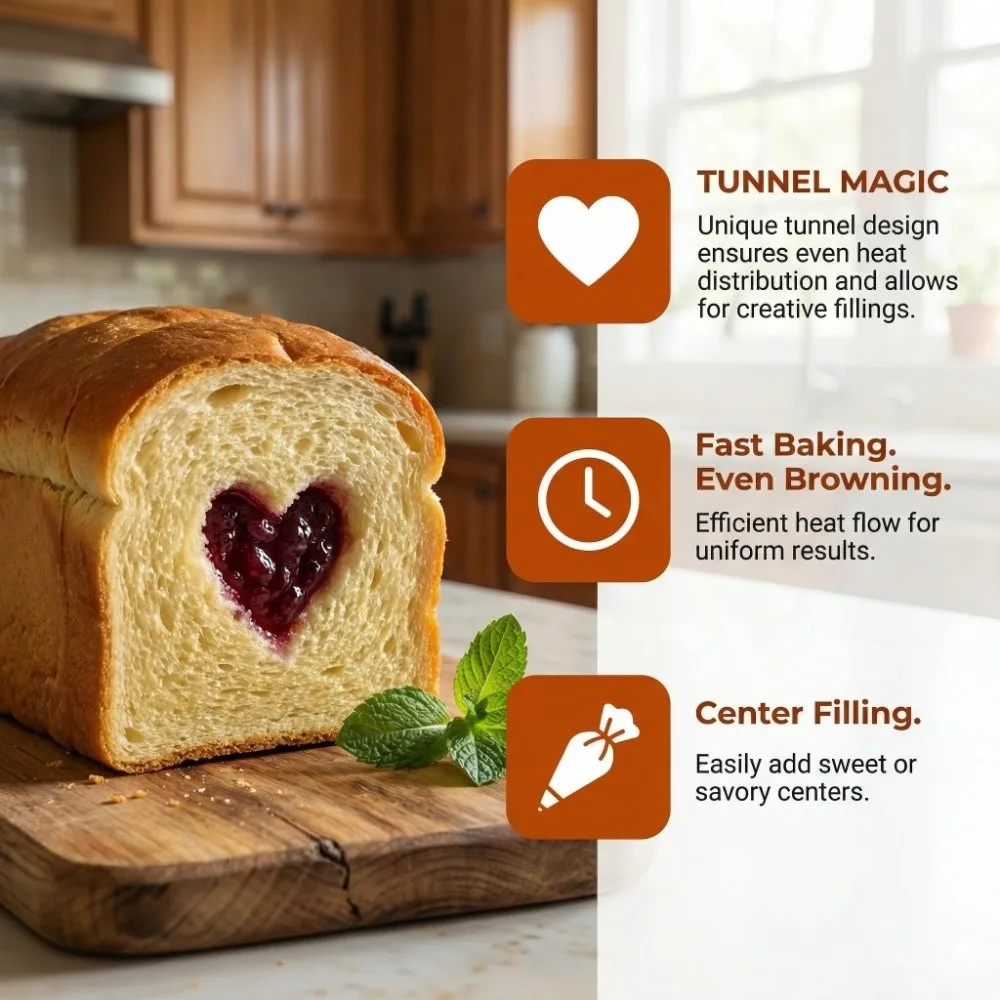 Two Shapes Center Tube Toast Bread Mold Hollow DIY Sandwich Bread Box Long Rectangle Shape Cake Baking Pan Travel Cake