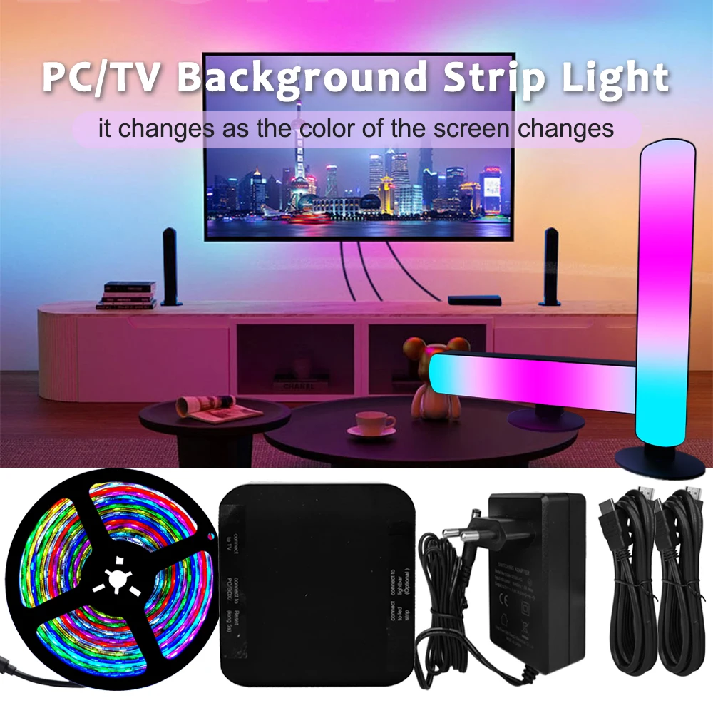 Smart Ambient TV Светодиодная подсветка 4K HDMI 2.0 Device Sync Box WS2811 RGB Светодиодная лента Комплект для 24-85 дюймов ТВ Видео PS4 XBOX