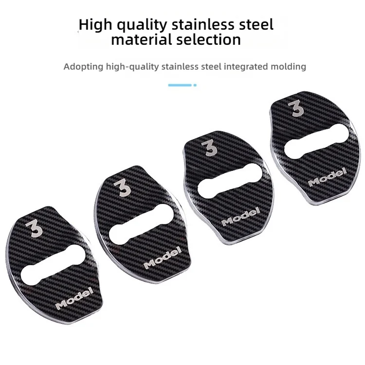 4PCS For Tesla Model 3 Model Y Door Lock Buckle Cover Metal Sticker Automobile Accessories Latches DIY Car Door Stopper Covers