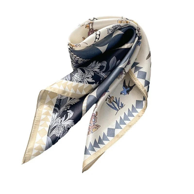 Fashion 100% Silk Satin Scarf Women Handkerchief Printed Bag Scarfs Female Square Head Bandana Small Neck Scarves For Ladies