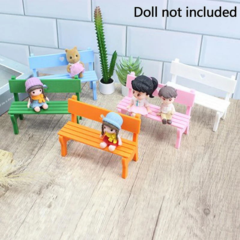 1PC Solid Color Small Bench Creative Doll House Furniture Decor Toy Mini Bench For Home Decoration Garden Park Small Ornaments