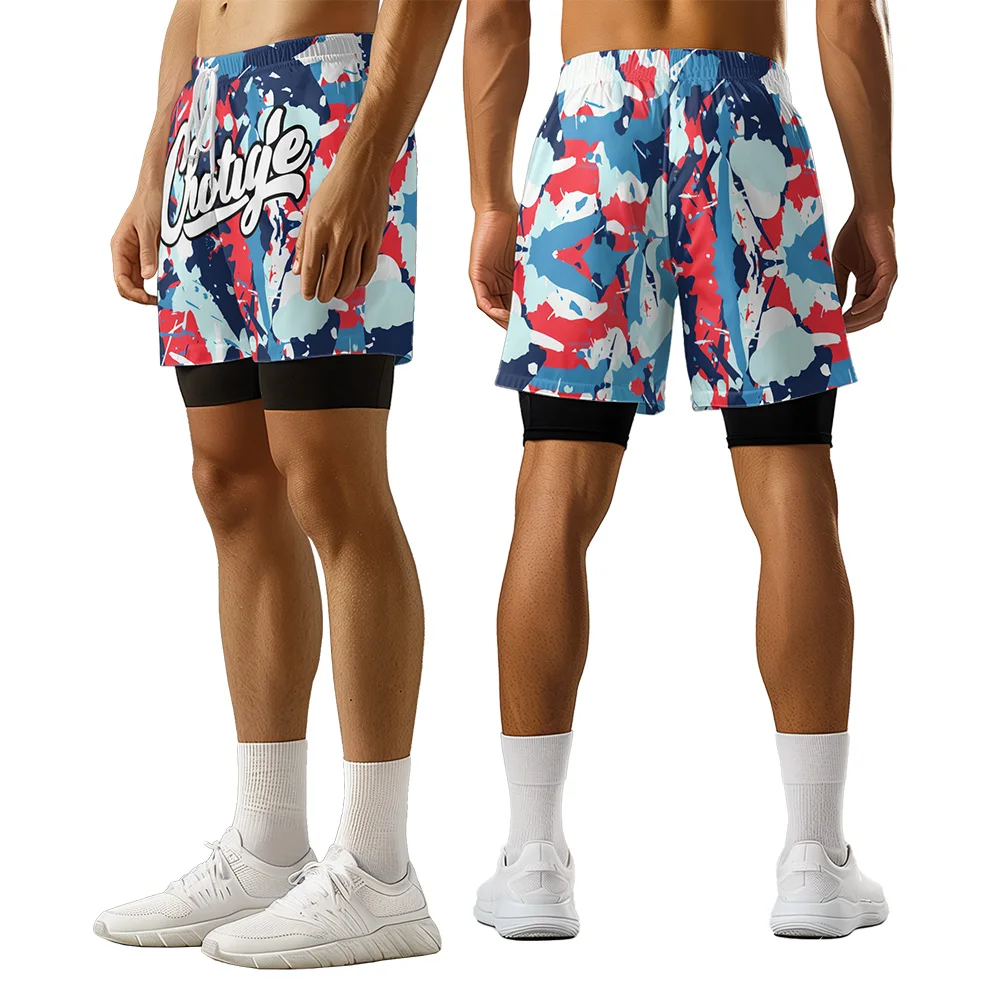 2024 New original design Color graffiti Summer 3D Advanced Print Casual trend Sports High Street  basketball shorts  men shorts