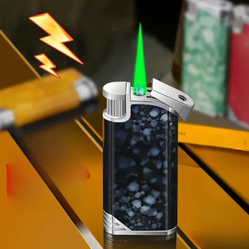 

Creative Prank Lighter Windproof Jet Green Flame Hidden Fire Outlet Safe Current Funny Butane Gas Funk Lighters Smoking Gadgets