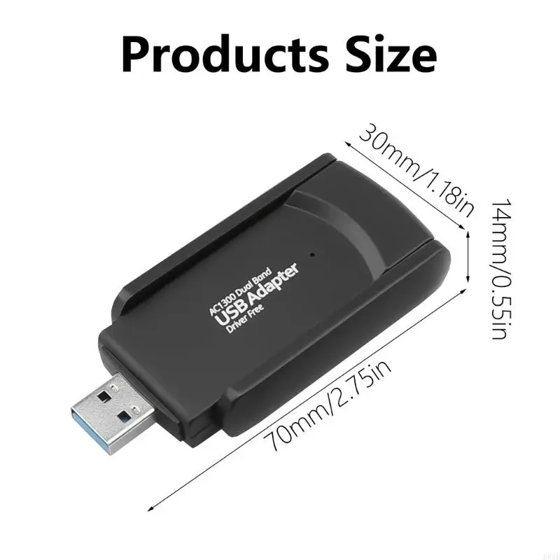 N84B AC1300 USB2.0 Adaptador WiFi Adaptador redes USB Fast 1300Mbps 2.4/5.8GHz Acceso Internet para computadoras