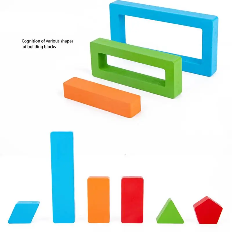 مكعبات خشبية متراصة على شكل قوس قزح من مونتيسوري، ألعاب توازن تعليمية إبداعية هندسية لهدايا الأطفال