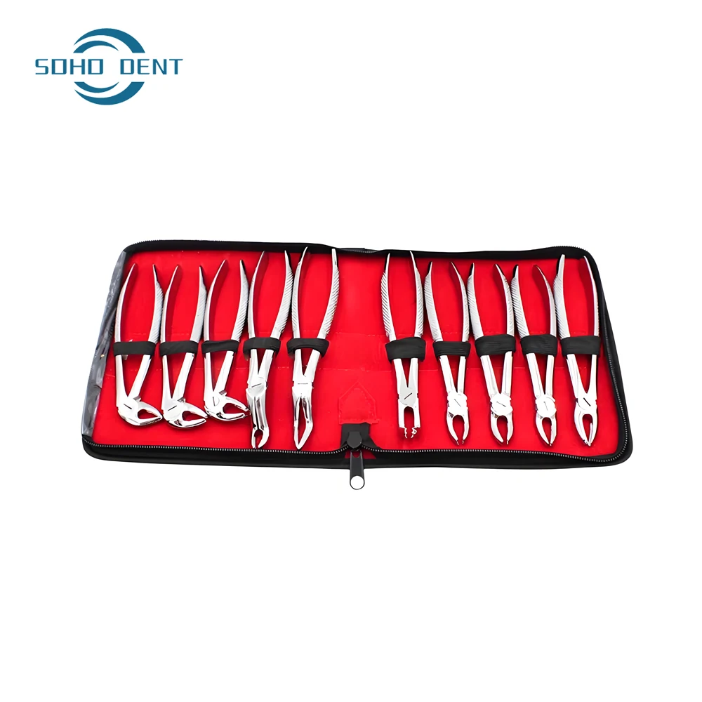 10Pcs/Set Adult Tooth Extraction Forceps Pliers for Adults with Toolkits Dental Surgical Extraction Instrument Dentist Tools