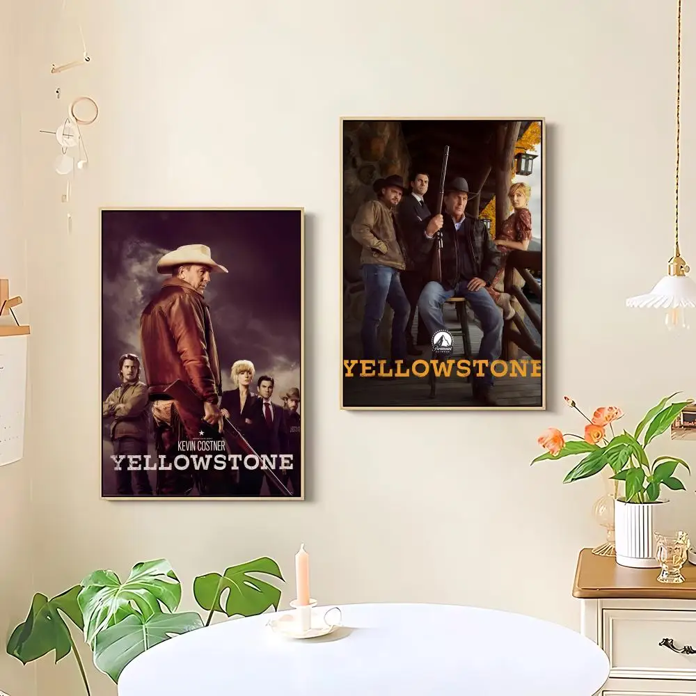 Popular TV Series-Yellowstone Vintage Poster HD art sticky wall waterproof home living room bedroom bar aesthetic decoration