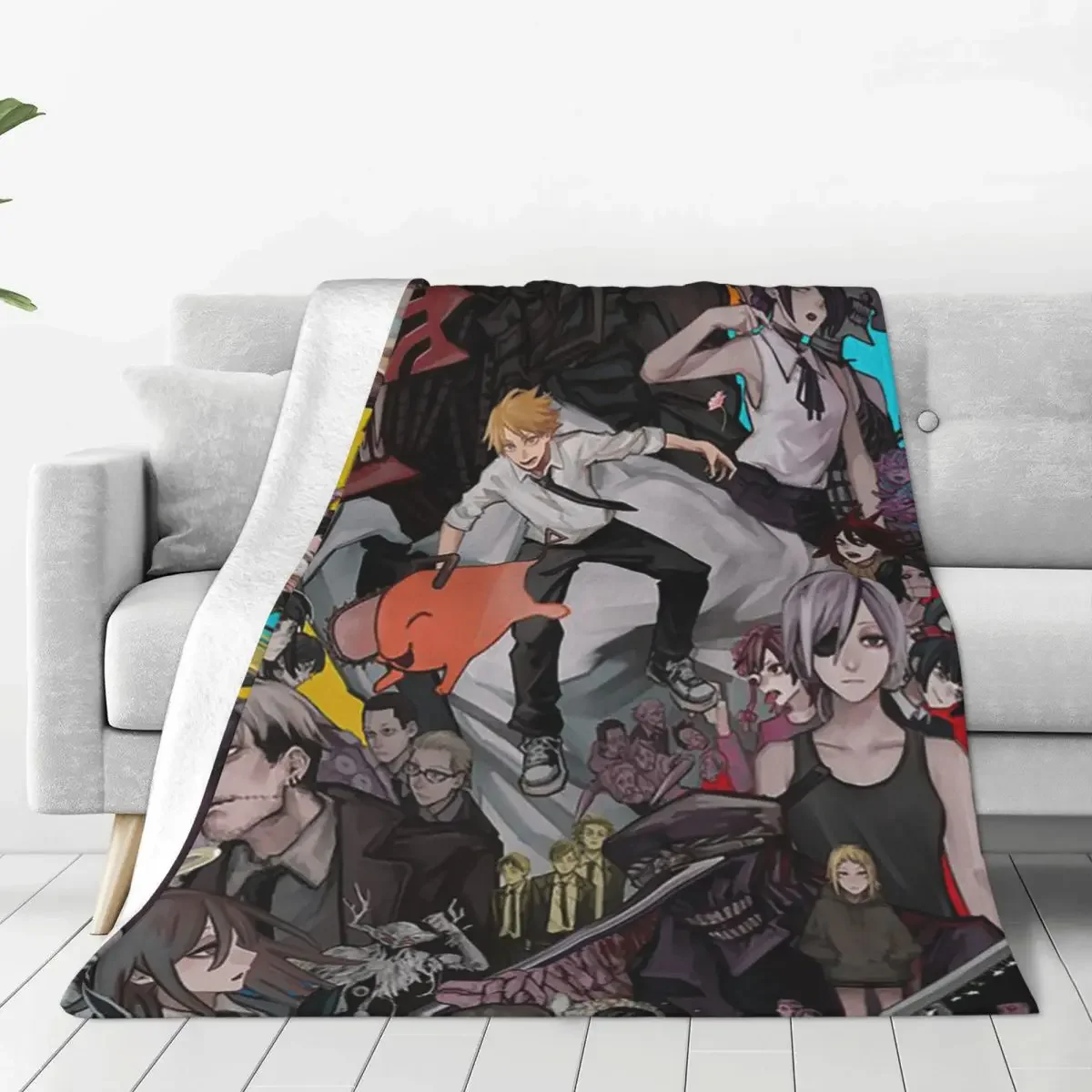 

Chainsaw Baby Blankets Cartoon Fleece Winter Makima Anime Manga Ultra-Soft Throw Blanket for Sofa Car Plush Thin Quilt