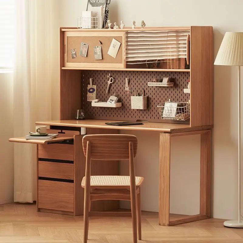 

Nordic solid wood one-piece desk cabinet Japanese computer desk desktop household