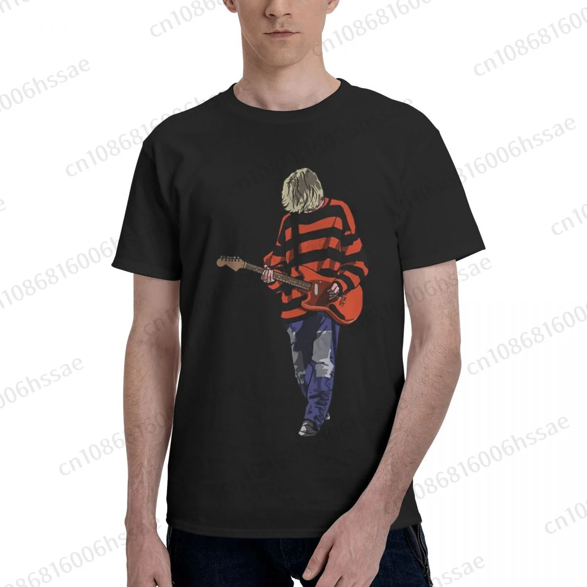 Stripey Kurt Cobain-Camiseta de algodón para hombre, camiseta de moda, camisetas de manga corta
