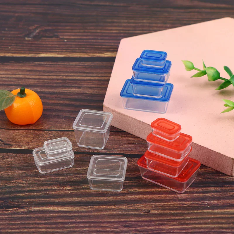 กล่องเก็บอาหารจิ๋วสำหรับบ้านตุ๊กตา ขนาด 1/12 จำนวน 4 ชิ้น ของตกแต่งโต๊ะอาหารในครัว
