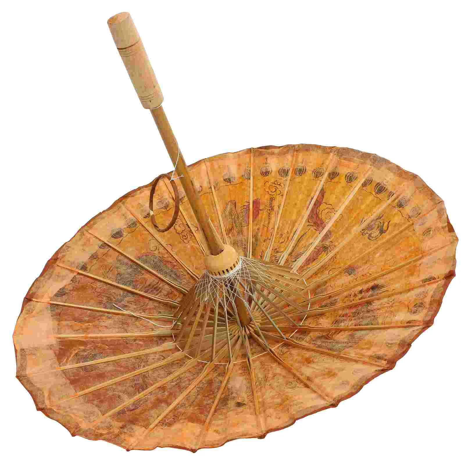 Classic Hand-painted Oil-paper Umbrella Decorative Oiled Paper Crafts for Bar Store Tearoom Decors Dragon Phoenix Patterns