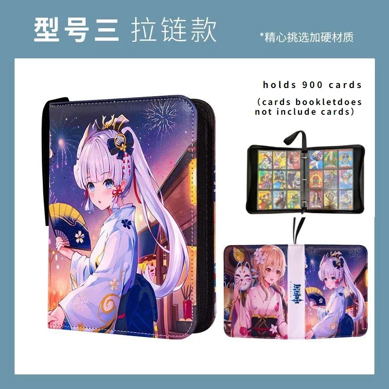 Anime Genshin Impact Card Book with Nine Compartments Yae Miko Raiden Shogun Gan Yu Zipper Binder Card Book Collection Book Gift