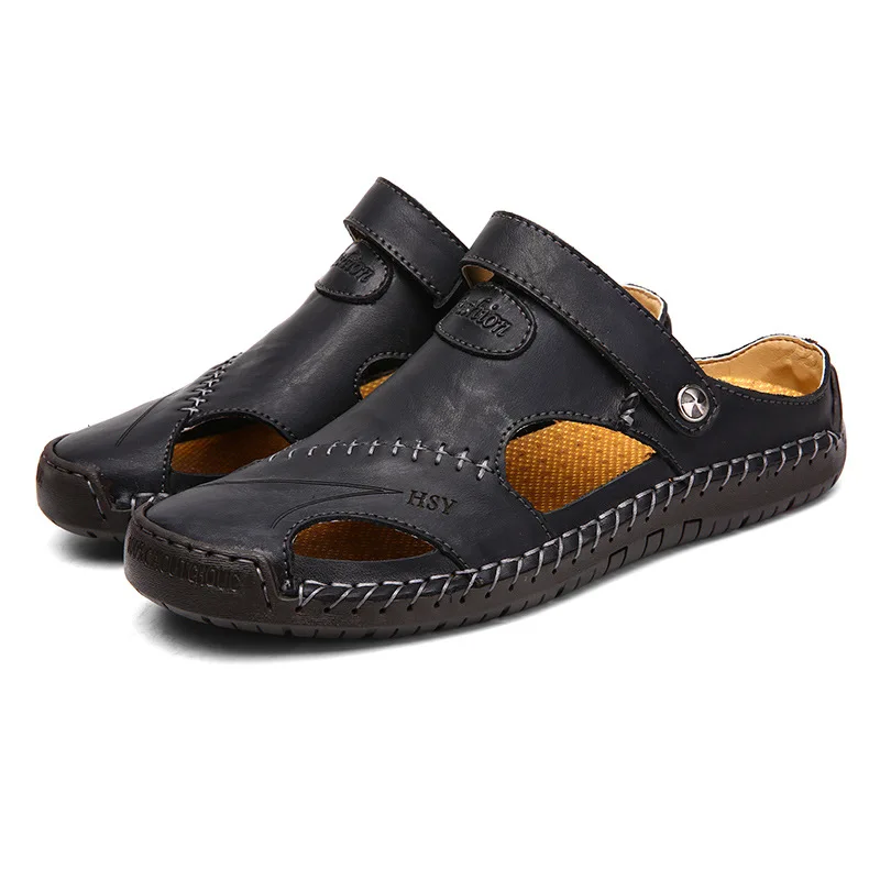 2024 Zomer Nieuwe Mode Romeinse Leren Hoge Kwaliteit Sandalen En Slippers Anti-Slip Ademende Sandalen Strandschoenen.