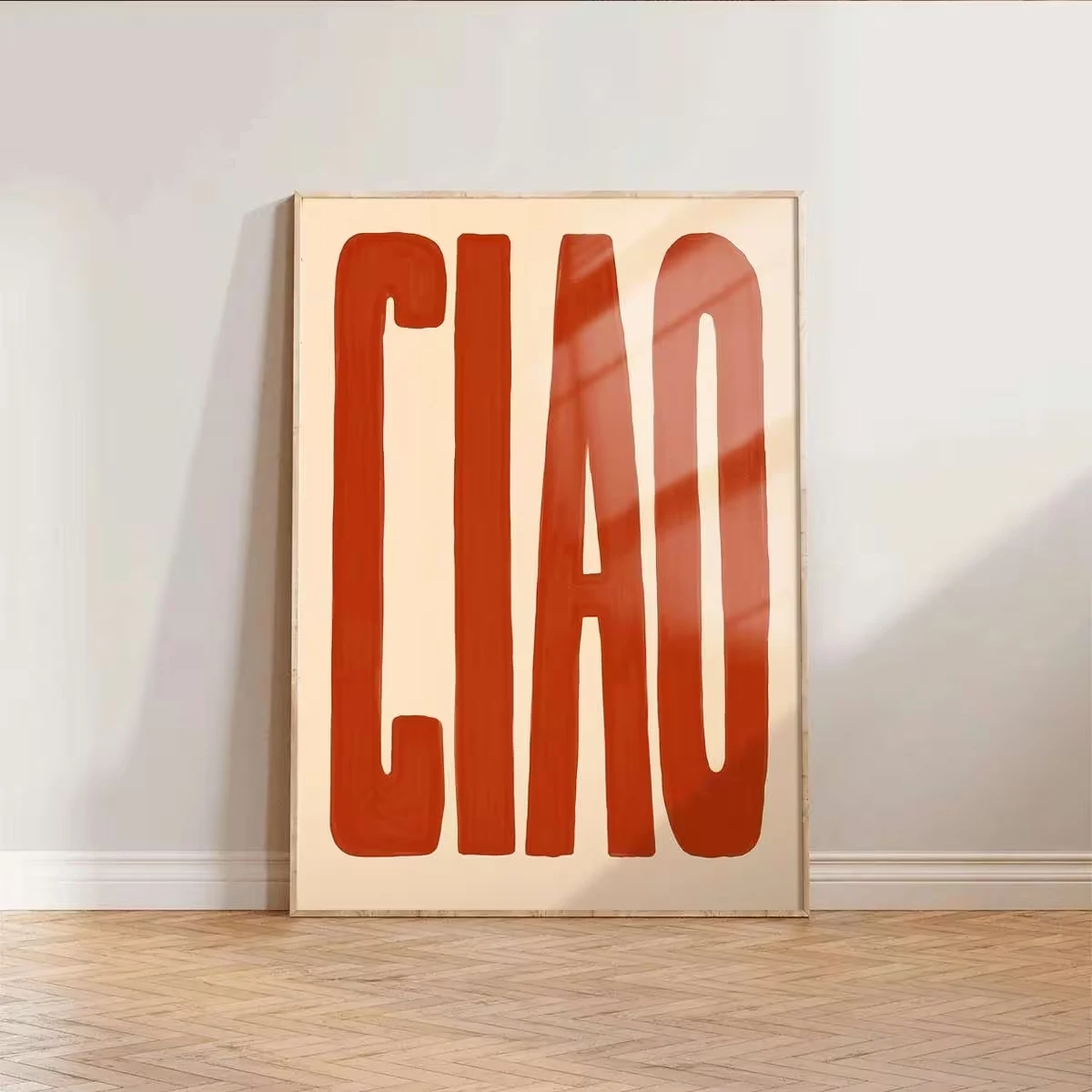 Moderne Retro-Wandkunst mit Ciao-Wortkunst und italienischem Zitat, Kunstdruck auf Leinwand, Poster, Bild für Wohnzimmer, Schlafzimmer, Heimdekoration