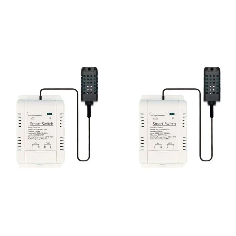 

ABPQ-2X For Tuya Zigbee Smart Switch With Temperature Humidity Sensor 16A 3000W Thermostat For Alexa Google Home Yandex Alice