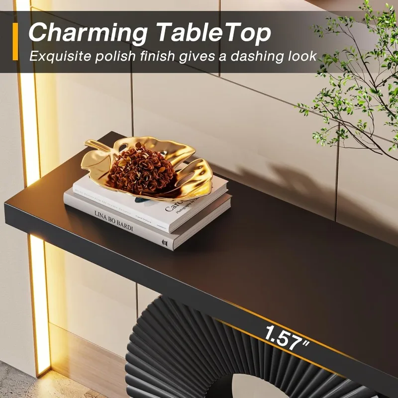 Mesa de console moderna Tribesigns com base geométrica, mesa de entrada de madeira de 40 polegadas, mesa de sofá estreita longa,