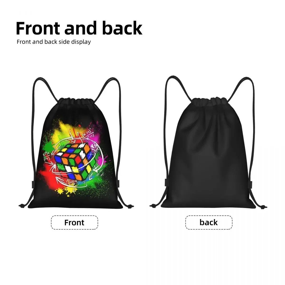 Vintage Rubix Rubiks Cube Math Lover Drawstring Backpack Sports Gym Bag for Women Men Training Sackpack