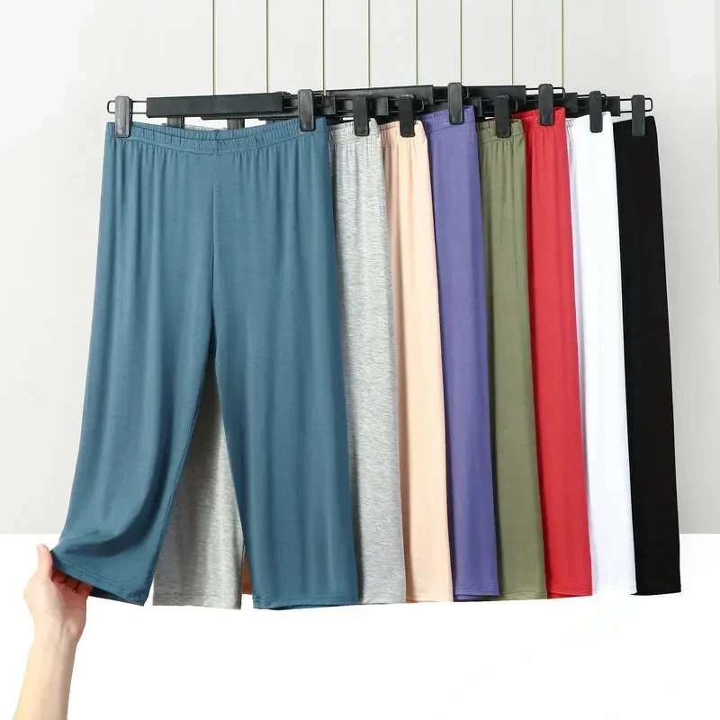 Plus Größe xl bis 8xl Sommer modale Leggings Waden länge hohe Taille Stretch lässig abnehmen