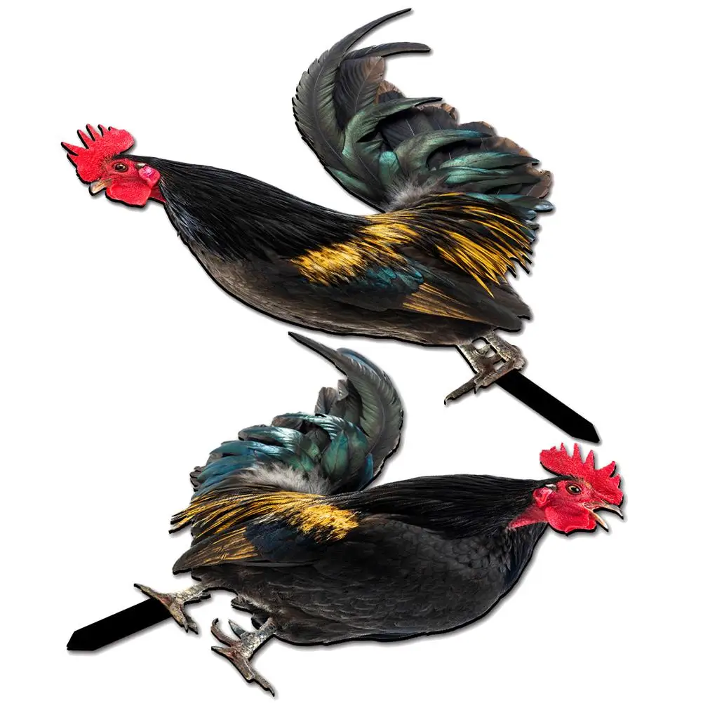 

2 шт. акриловые садовые колья с петухом, реалистичные украшения для двора, прочные устойчивые к атмосферным воздействиям газонные галстуки, куриный кол на открытом воздухе