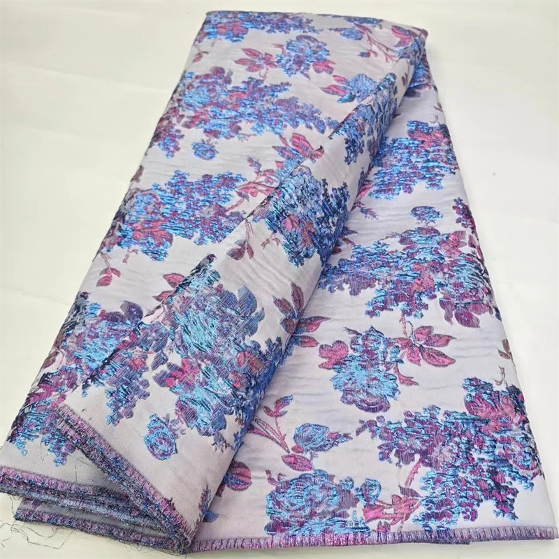 

Женская жаккардовая кружевная ткань, синяя модель 2024, высококачественное французское Тюлевое кружево, 5 ярдов, позолоченная ткань для женского вечернего платья