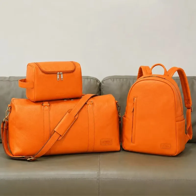 Luxury Gym Duffel Bag Designer Style PU Leather Large-capacity Travel Bag Set