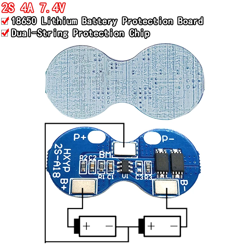 1~10Pcs 2S Li-ion 18650 Lithium Battery Charger Protection Board 7.4V Overcurrent Overcharge Overdischarge Protection 4A BMS