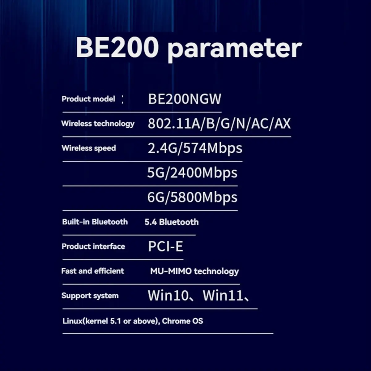(A96Z) BE200 WiFi 7 PCI-E адаптерная карта, трехдиапазонная 2.4G/5G/6ГГц, 8874 Мбит/с, BT5.4, беспроводной сетевой адаптер для настольных ПК, для Win10/11 B