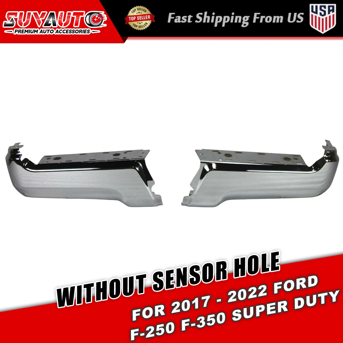

NEW Chrome Pair of Rear Bumper Face Bars for 2017-2022 Ford F250 F350 Super Duty